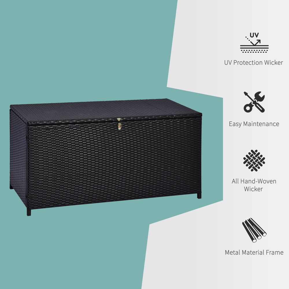 Large Rattan Storage Box Garden Chest Wicker Outdoor Cabinet Shed Outsunny