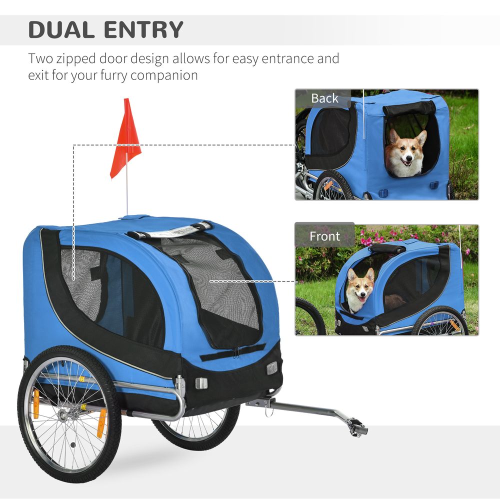 Dog Bike Trailer Pet Cat Carrier for Small Medium Puppy Travel Black and Blue