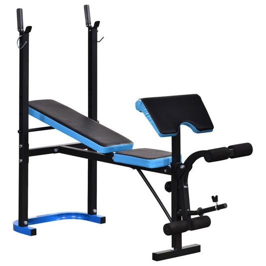 Adjustable Weight Bench with Leg Developer Barbell Rack for Home Gym HOMCOM