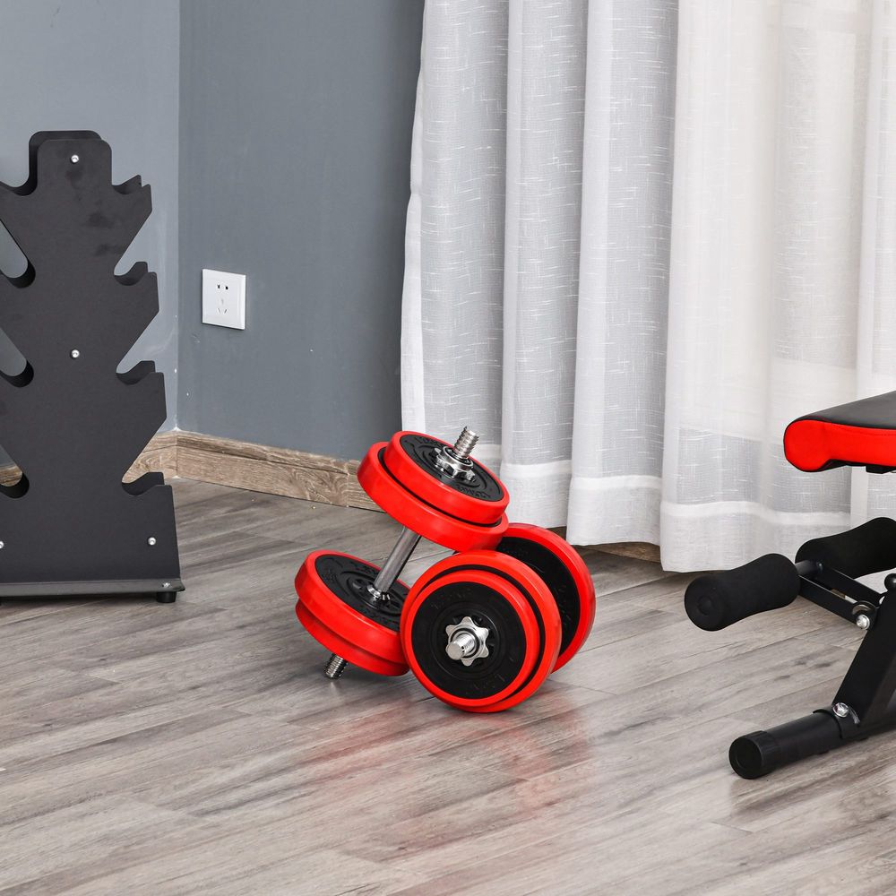 20KGS Dumbbell & Barbell  Adjustable Ergonomic Set Exercise in Home Gym HOMCOM