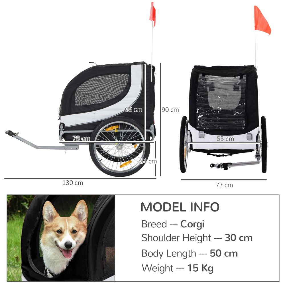 Pet Bicycle Trailer Dog Cat Bike Carrier Water Resistant Travel Steel Black