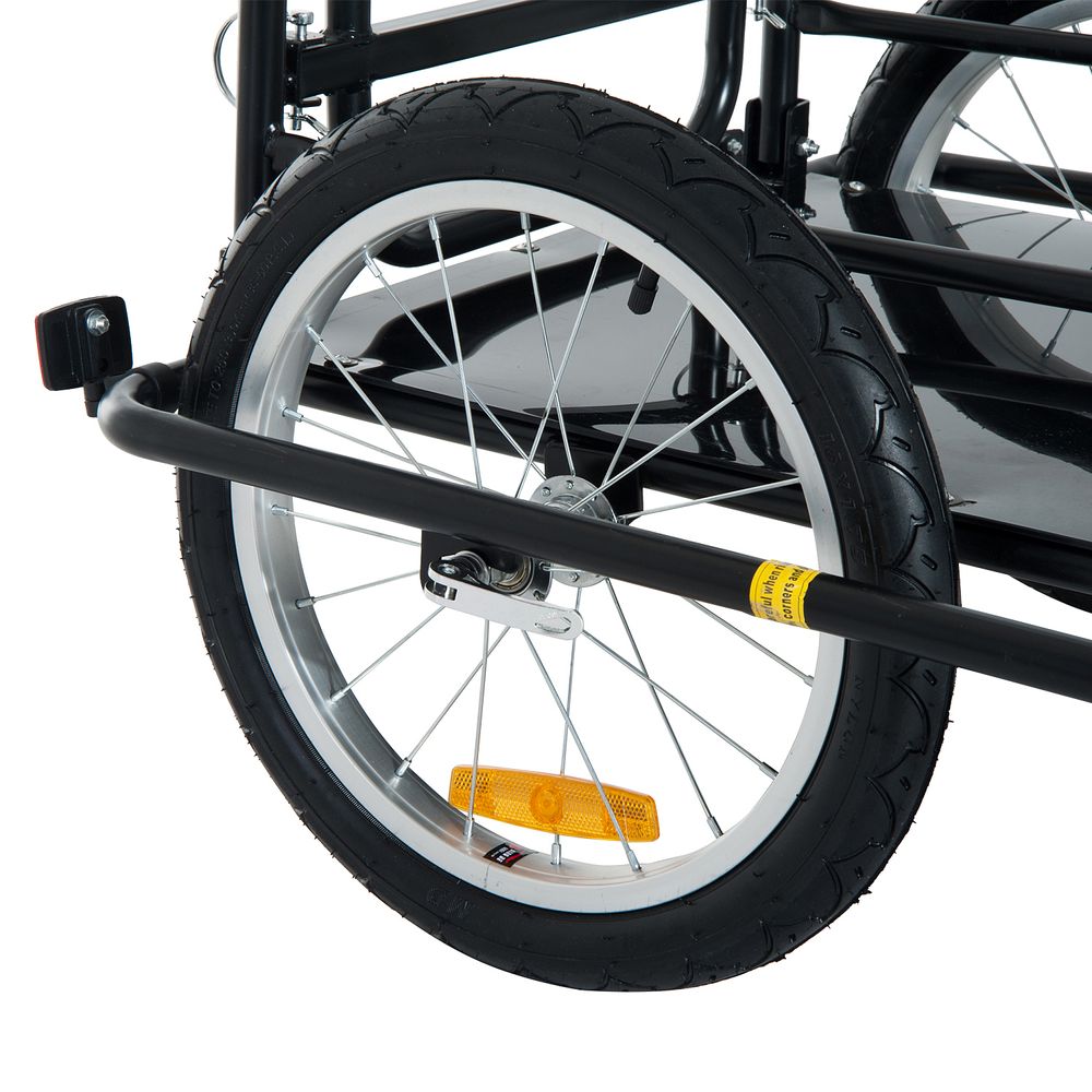 Folding Frame Bike Cargo Trailer Extra Bicycle Storage Carrier W/Hitch-Black