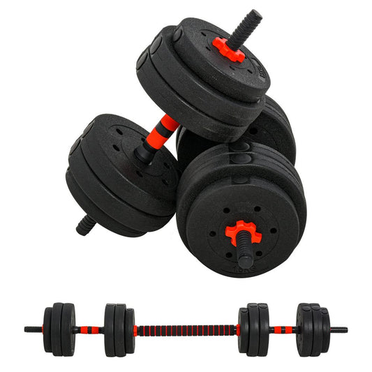 25kg Adjustable 2 IN 1 Barbell Dumbbells Weight Set for Body Fitness HOMCOM