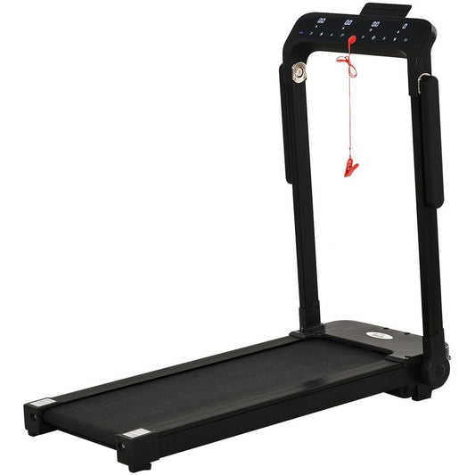 1.85HP Foldable Electric Treadmill Fitness Safety Lock LED Screen Black HOMCOM