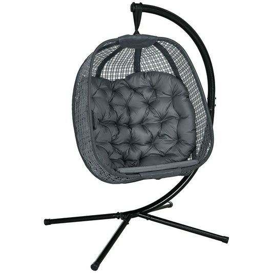 Outsunny Hanging Swing Chair w/ Thick Cushion, Patio Hanging Chair, Dark Grey