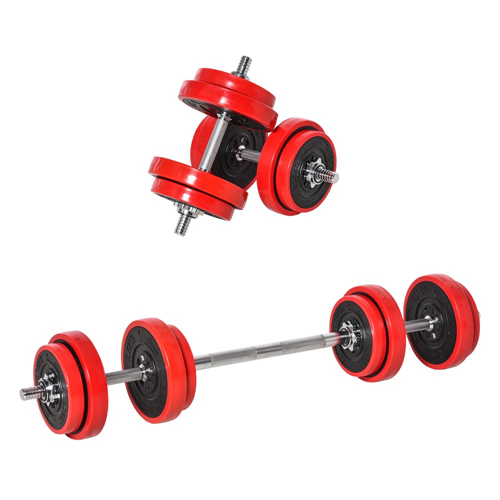 20KGS Dumbbell & Barbell  Adjustable Ergonomic Set Exercise in Home Gym HOMCOM
