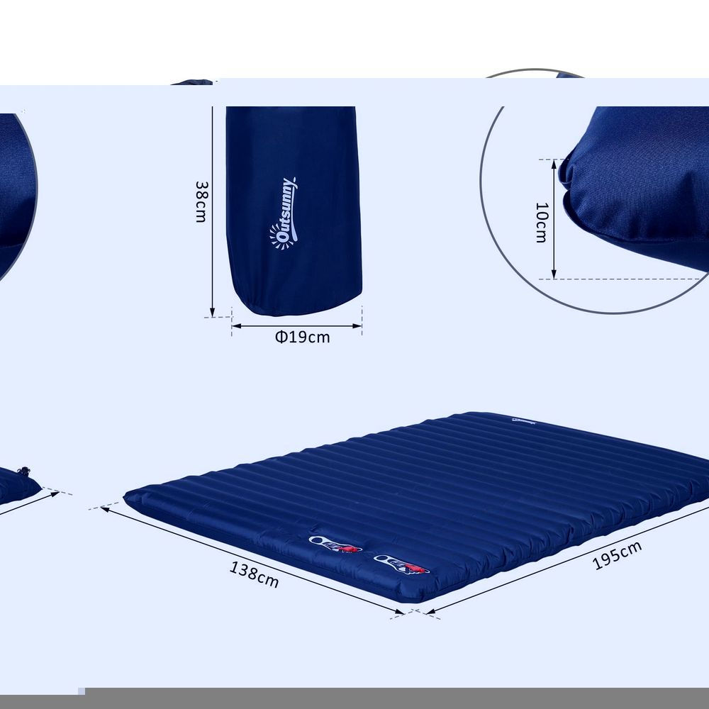 Inflatable Bed Double Mattress Camping Sleeping Outdoor Travel Blue Outsunny