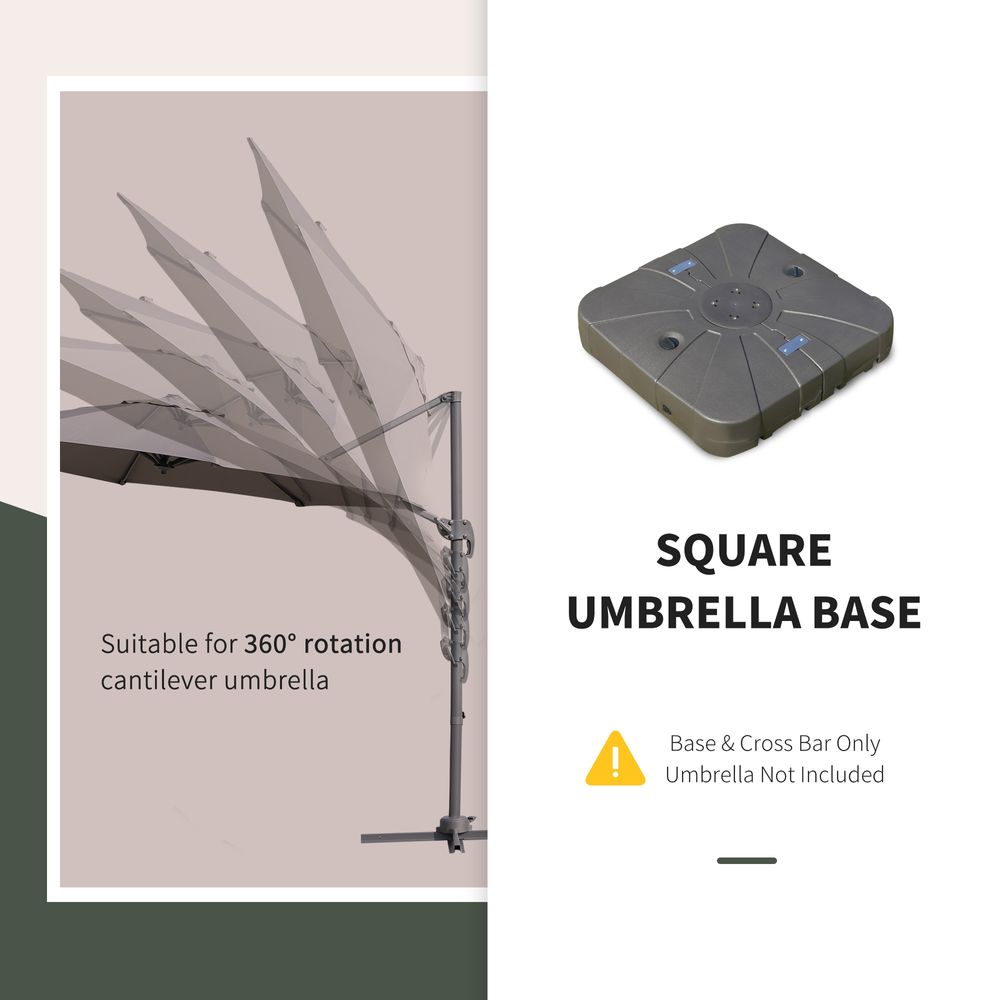 Square Cantilever Patio Umbrella Base Water or Sand Filled with Wheels Crossbar