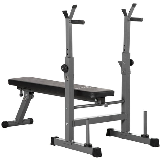 Adjustable Weight Bench Foldable with Barbell Rack and Dip Station HOMCOM