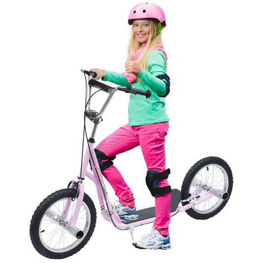 Teen Scooter Children Stunt Scooter 16" Tyres Adjustable Height, Pink