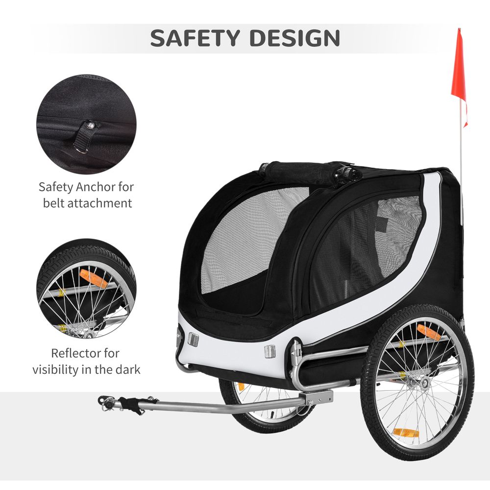 Pet Bicycle Trailer Dog Cat Bike Carrier Water Resistant Travel Steel Black