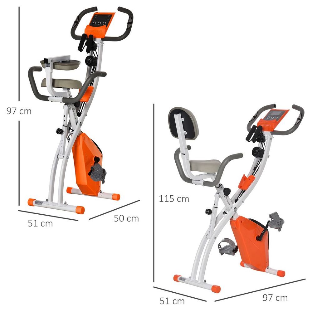 2-In-1 Upright Exercise Bike 8-Level Adjustable with Pulse Sensor Orange